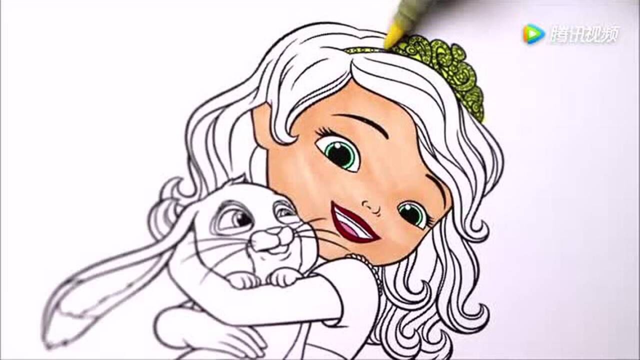 趣味简笔画:画漂亮的公主抱着小兔子!