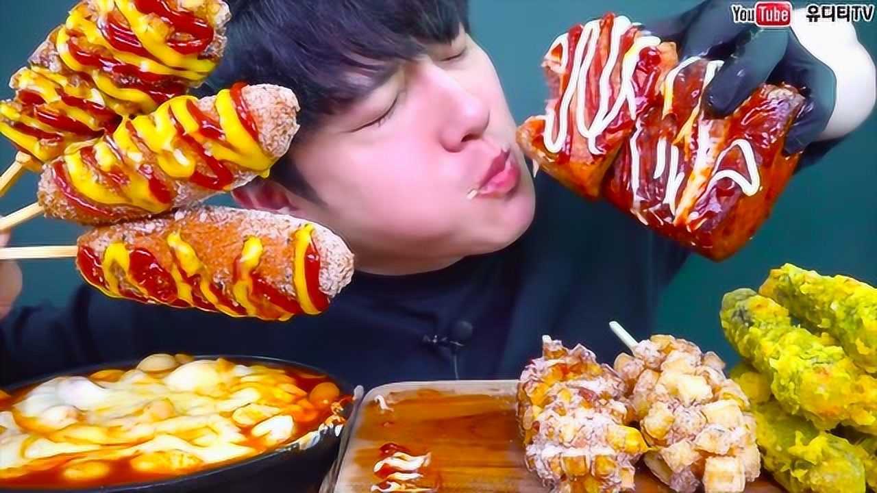 韩国吃货大嘴哥吃播左右开弓上嘴吃这才是最真实的吃货