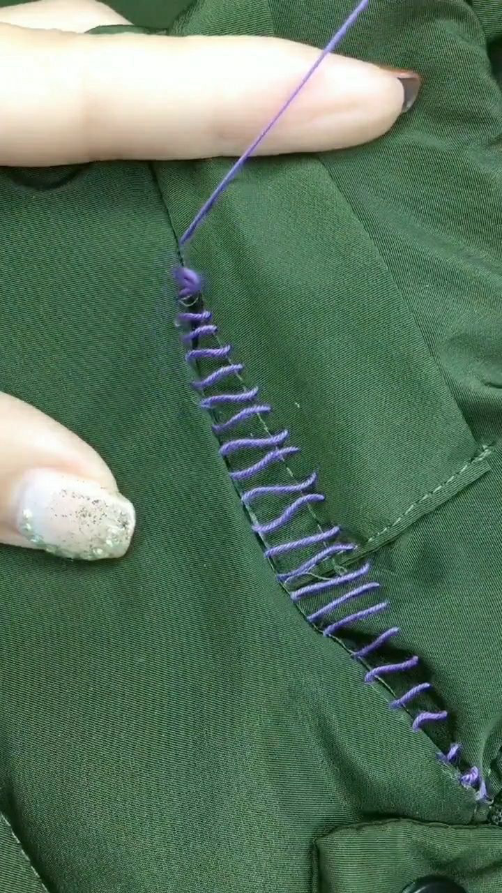 棉衣开线这样缝,针脚紧密缝的很结实!_腾讯视频