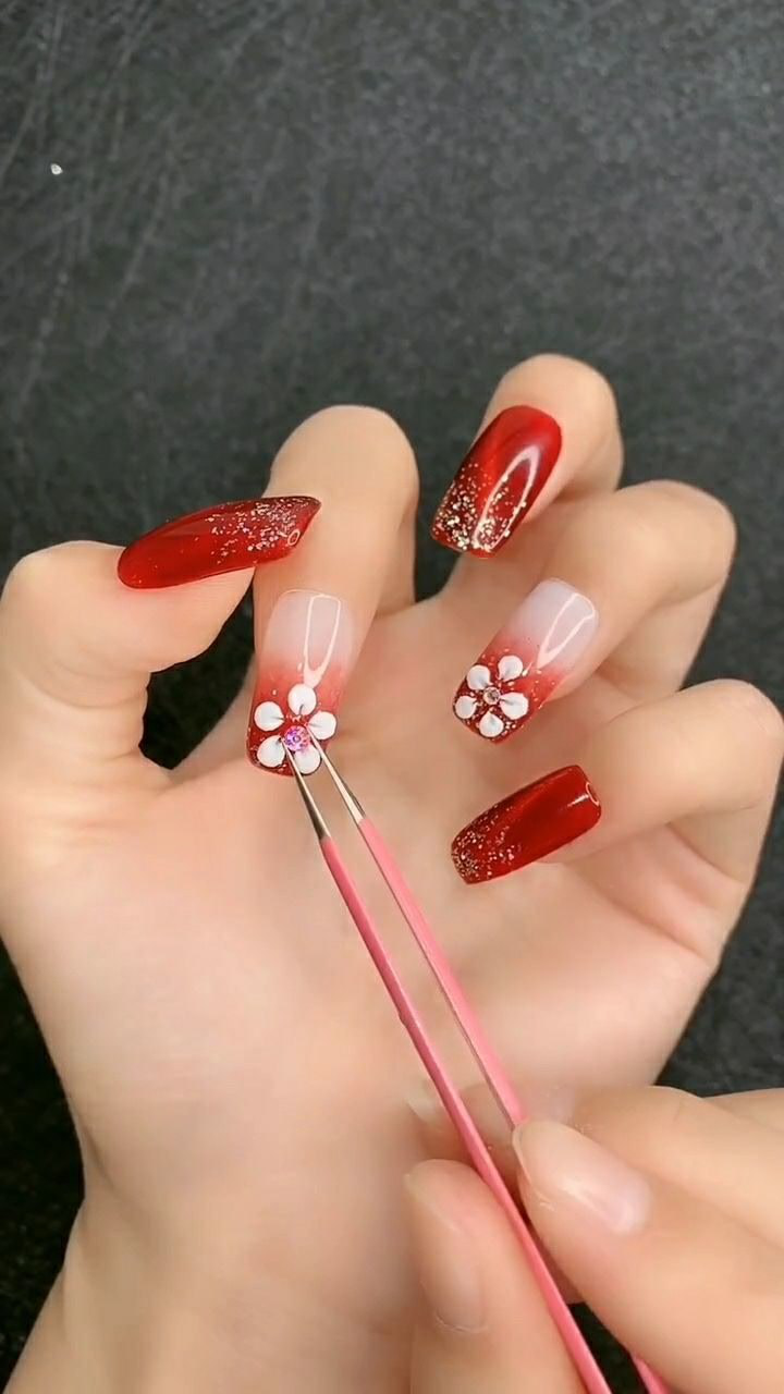 猫眼法式花瓣美甲教程,真的太漂亮了