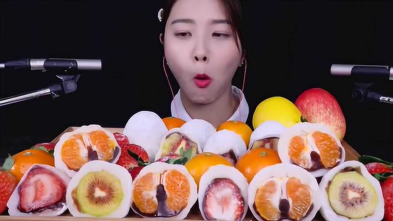 韩国大胃王吃播视频:suna 水果大福