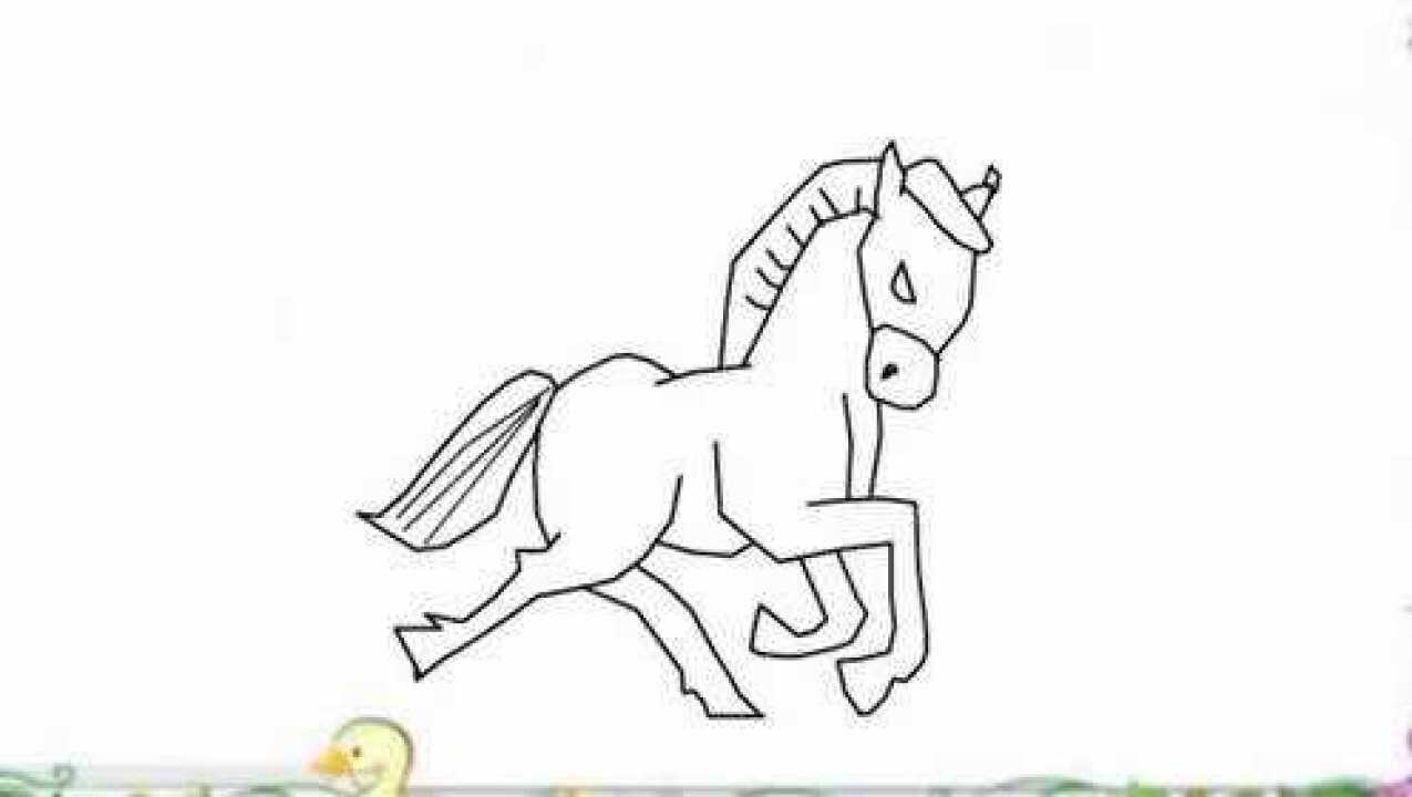 超强手绘简笔画怎么画奔跑的汗血宝马一看就会超级简单