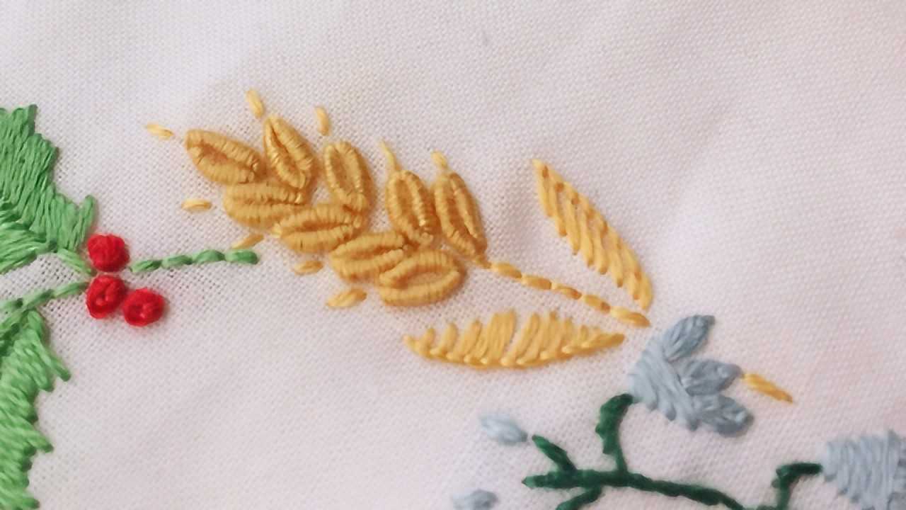 手工刺绣,用卷针绣来绣麦穗真是太合适了,又逼真又有立体感