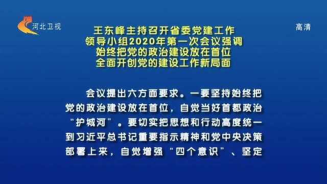 王东峰主持召开河北省委党建工作领导小组2020年第一次会议