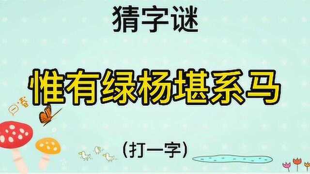 猜字谜“惟有绿杨堪系马”打一字