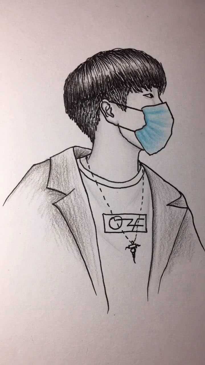 简笔画的口罩帅哥