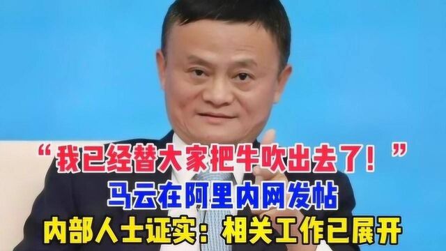 马云在阿里内网发帖“人象冲突”,内部人士证实:相关工作已展开