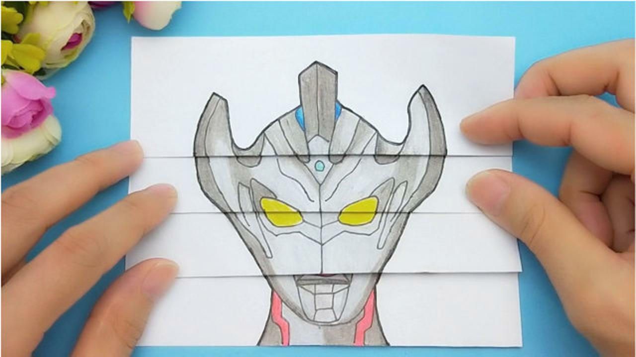 给泰迦奥特曼手绘科幻卡通画,有趣三次变异展开,简单又搞笑