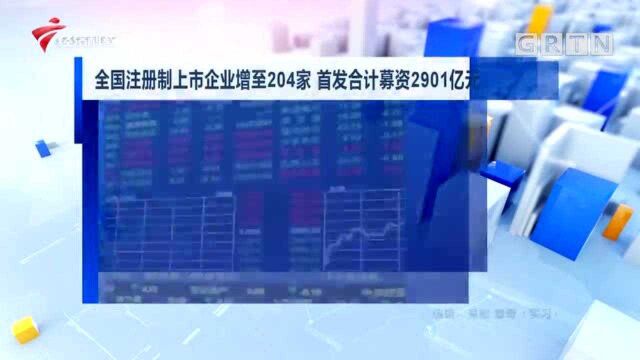 全国注册制上市企业增至204家 首发合计募资2901亿元