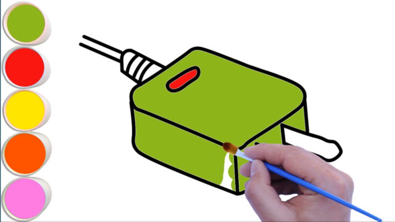 充电器简笔画画一个绿色的手机充电器