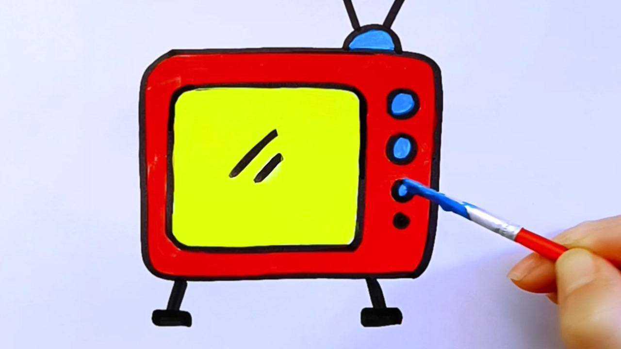 电视里涂色教程儿童绘画小学生兴趣培养亲子简笔画