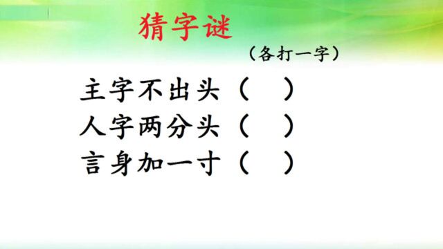 猜字谜:主字不出头,人字两分头,言身加一寸,30秒够用吗?