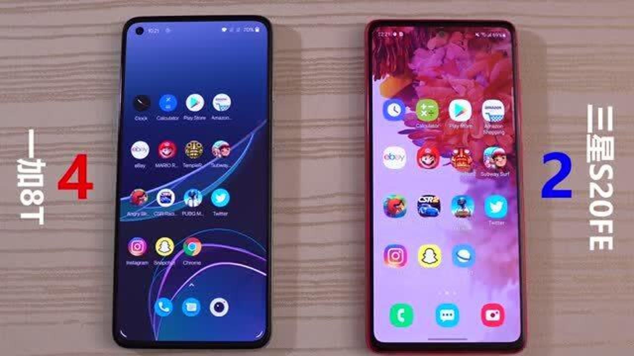 一加8t网页加载速度对比三星s20fe