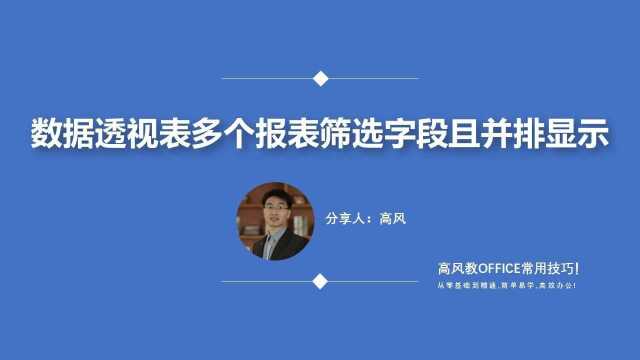 excel生成数据透视表?数据透视表多个报表筛选字段且并排显示?