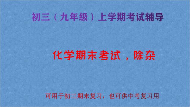 初三化学考试辅导,期末考试,除杂