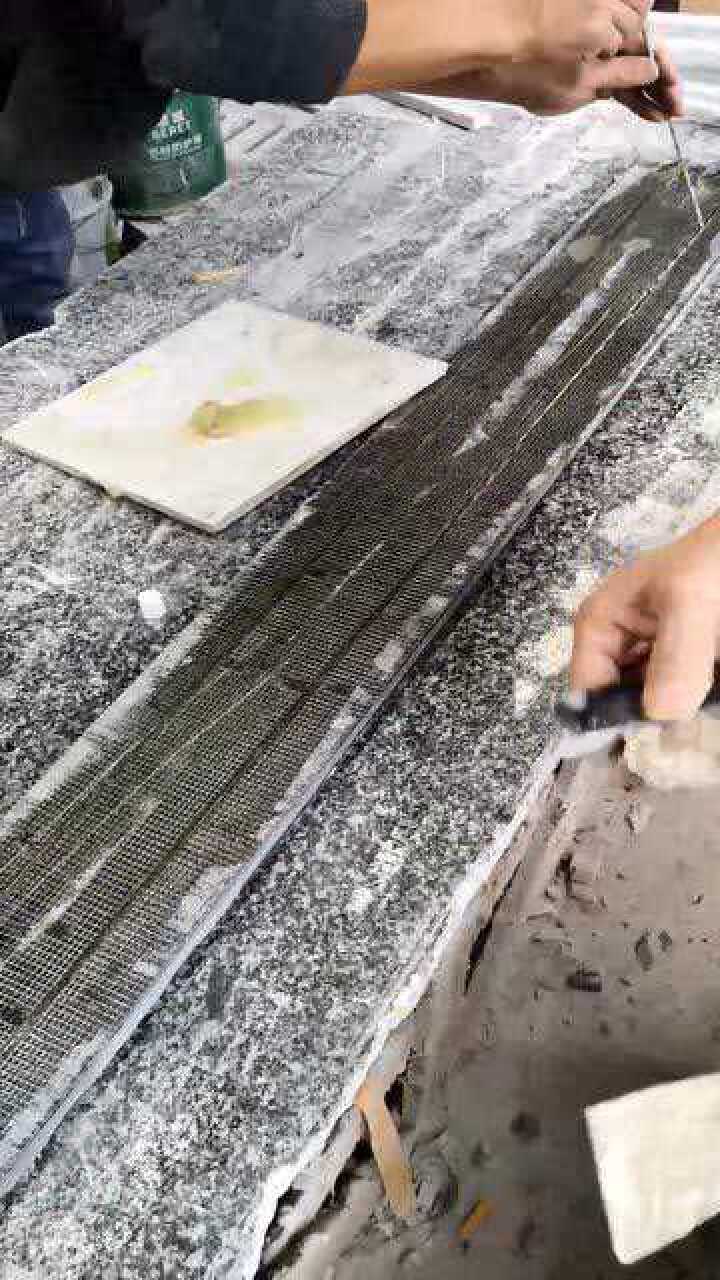 石材加筋过程现场讲解