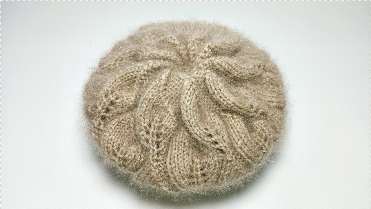 三层树叶花贝雷帽帽顶的收针方法演示成品优雅漂亮保暖舒适