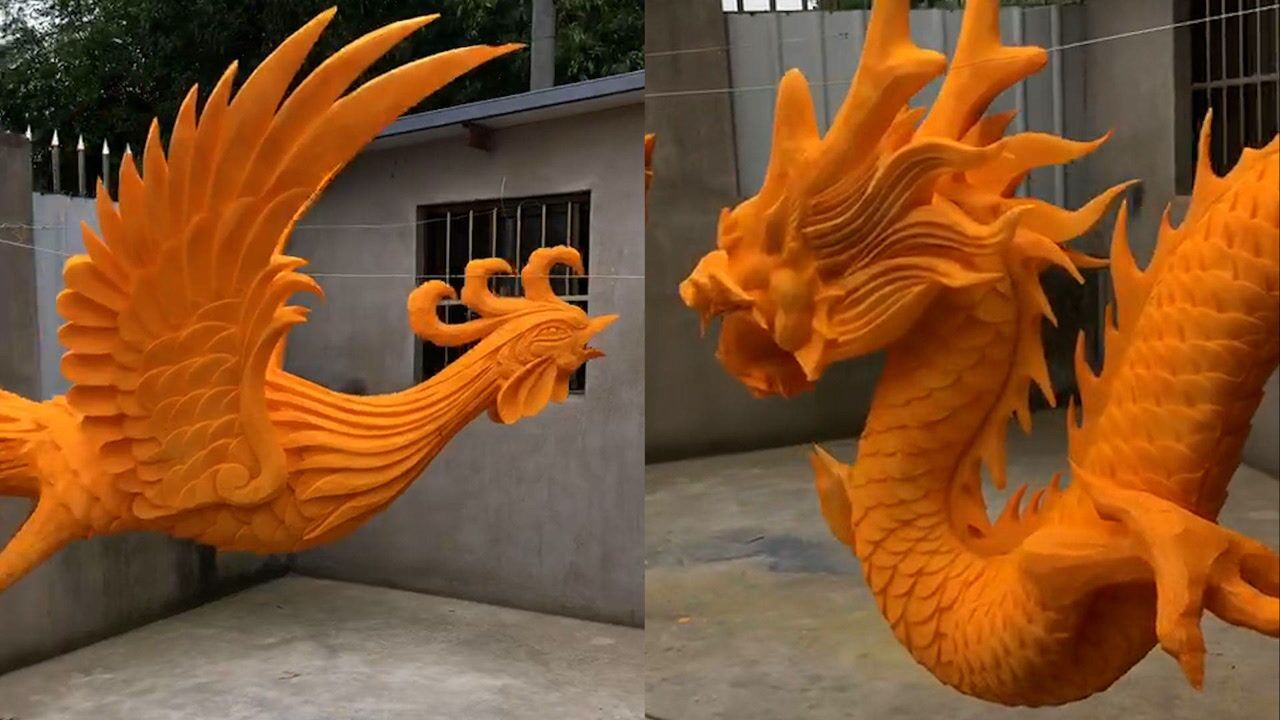 江苏男子用泡沫塑料雕刻龙和凤凰:变废为宝,做一条龙需要3天_腾讯视频