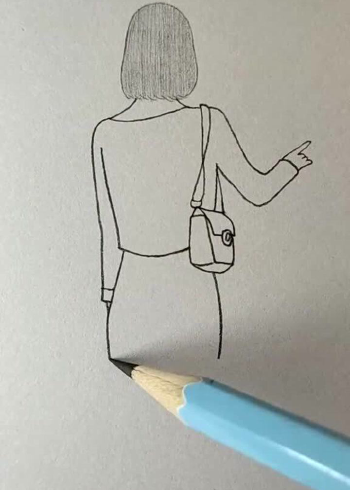 画短发女生背影,简单好看,赶紧来学吧!