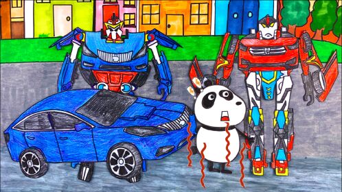 手绘定格动画:雄鹰霍克欺负王牌车手,熊猫酷酷出手帮助王牌车手!