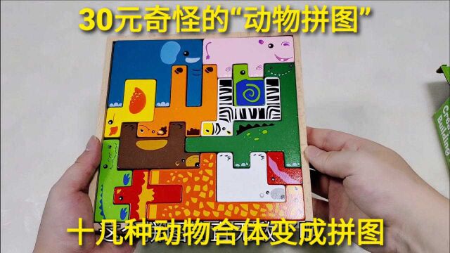 30元十二生肖“动物拼图”,10几种不同的动物,能成功合体吗