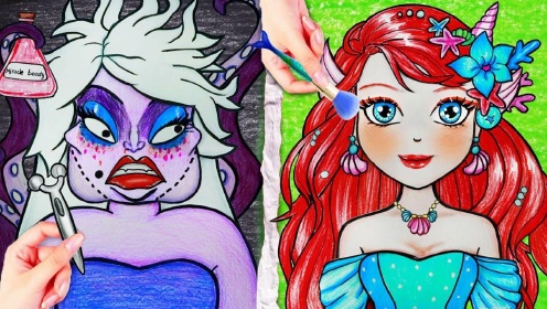 定格动画：芭比被施魔咒变成丑陋的章鱼，为她设计美人鱼同款妆容