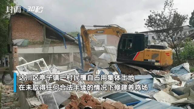 擅自占用集体土地修建养鸡场 四川达川区一违法建筑被拆除