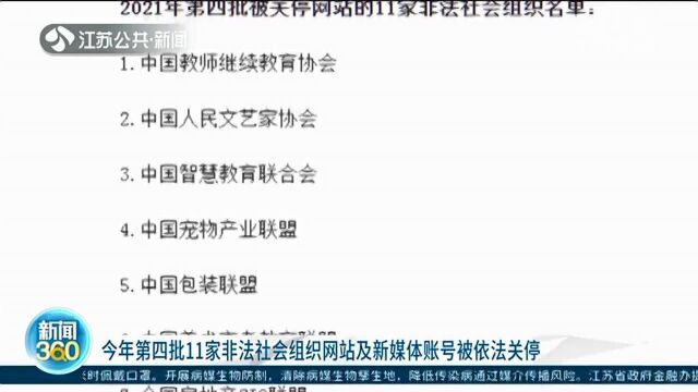 2021年第四批11家非法社会组织网站名单公布 被依法关停!