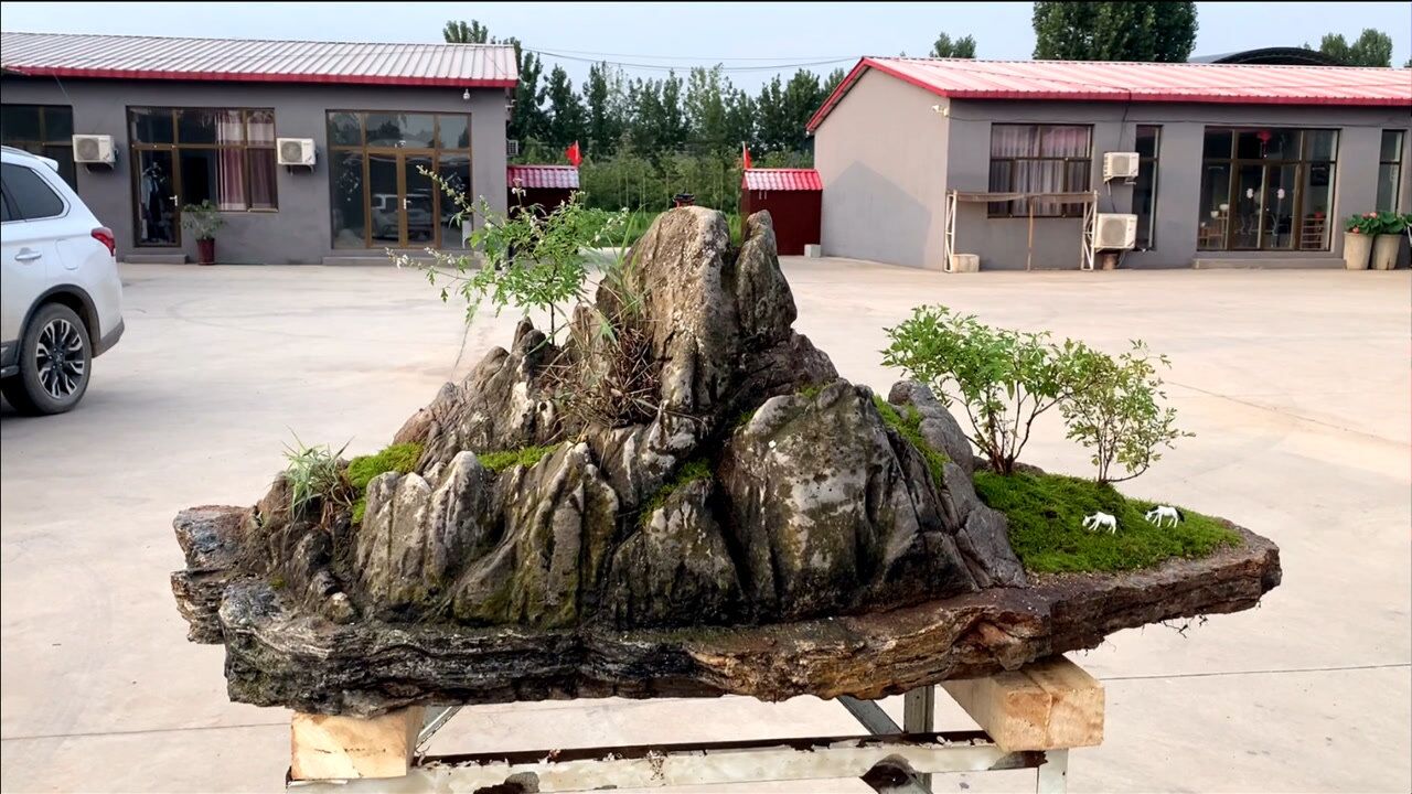 太行一石成景的水墨江山山峰正气凌然主次分明搭配绿植太美了