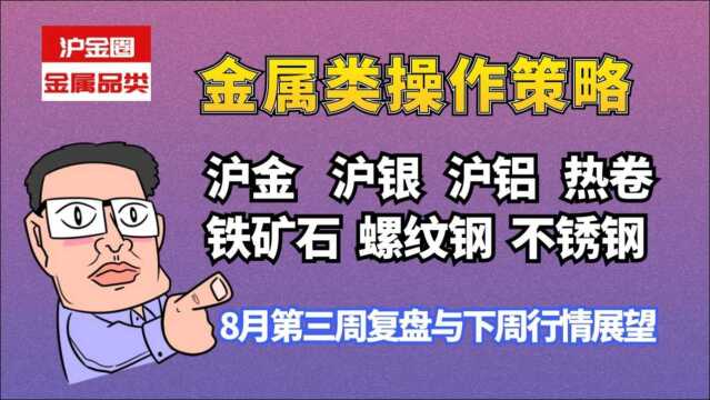 8月第3周现货黄金现货白银 沪铝 铁矿石 不锈钢 螺纹钢 复盘与下周行情展望