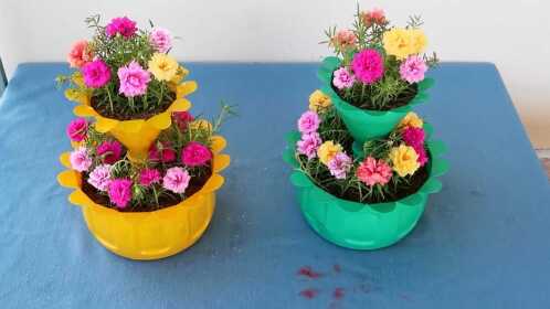 家居创意,如何用塑料瓶制作漂亮的双层花盆