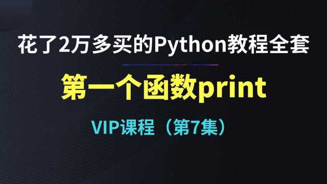 花了2万多买的Python教程全套,第7集,第一个函数print