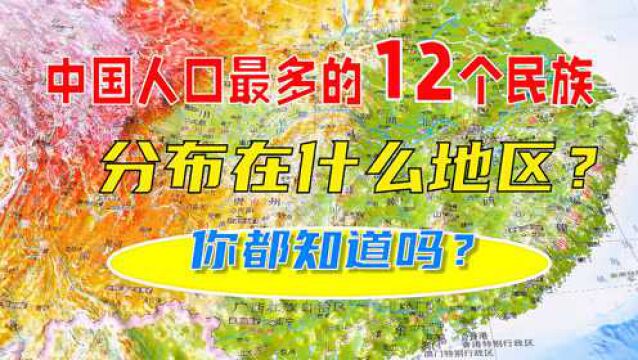 中国人口数最多的12个民族,分布在什么地区?你都知道吗?