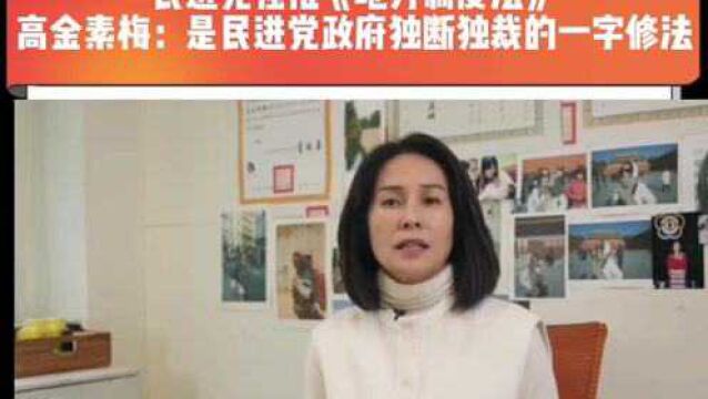 民进党强推《地方制度法》高金素梅:是民进党政府独断独裁的一字修法