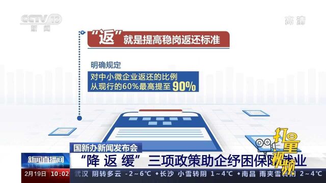 国新办新闻发布会:“降、返、缓”三项政策助企纾困保障就业