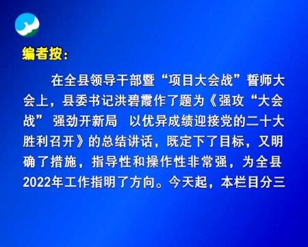 武宁县委书记洪碧霞在全县领导干部暨“项目大会战”誓师大会上的讲话摘播(一)