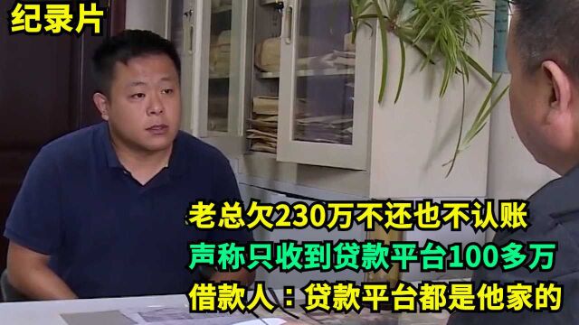 老总欠230万不还,声称只收到贷款平台100多万,借款人:贷款平台都是他家的!