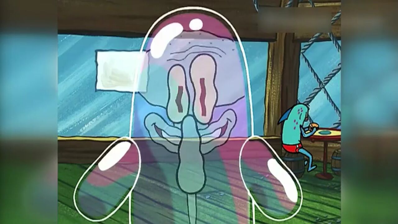 海绵宝宝真是可爱,自己做了个泡泡人,还带泡泡人来见章鱼哥!