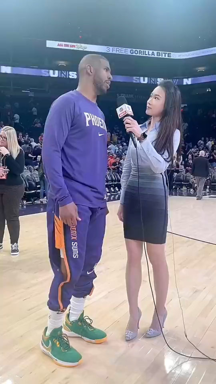 这个角度看前方NBA美女记者孟超身高也没差保罗太多哈_高清1080P在线观看平台_腾讯视频