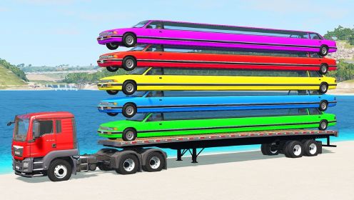 【BeamNG】在海滩上用卡车运输豪车