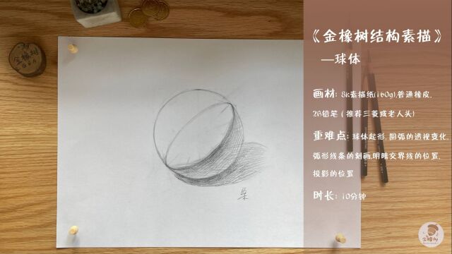 10.金橡树绘画结构素描《球体》