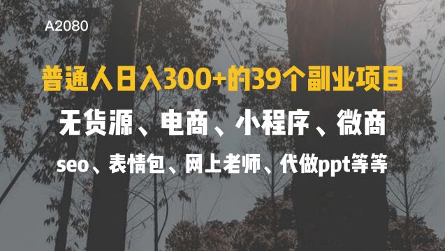 普通人日入300+年入百万+39个副业项目合集