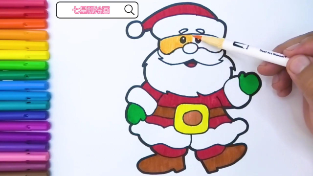 如何简单绘制涂色圣诞老人,儿童亲子简笔画