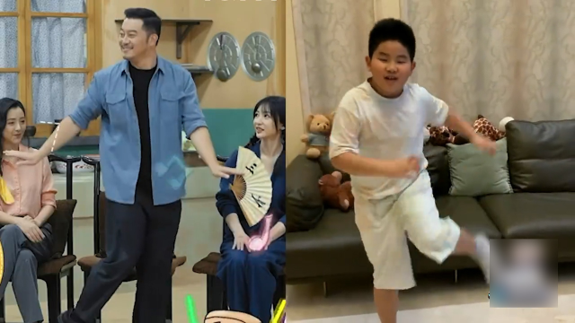 沙溢和小鱼儿跳《爱你》舞姿一样搞笑!小胖墩扭屁股比心超萌