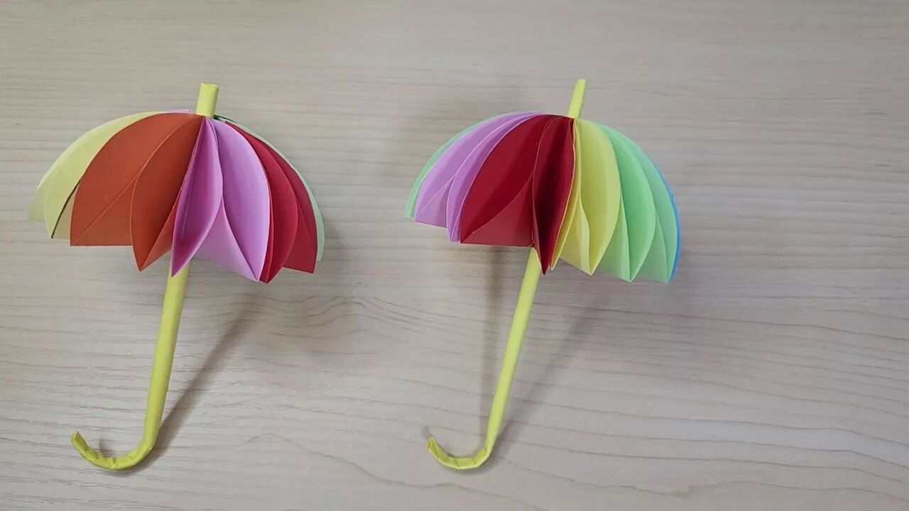 手工折纸教程做一把漂亮的彩虹伞_腾讯视频