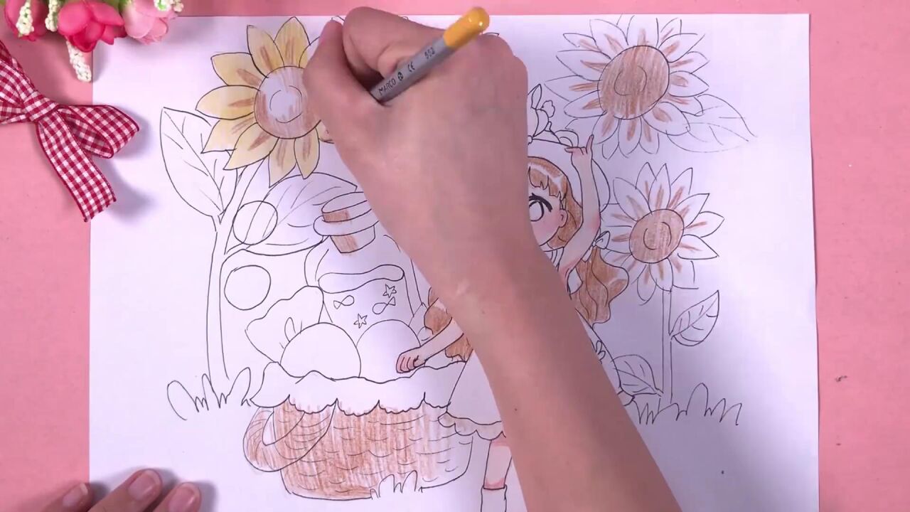 儿童简笔画,可爱的拇指姑娘,她在看什么呢