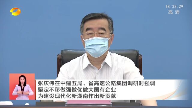 张庆伟在中建五局、省高速公路集团调研:坚定不移做强做优做大国有企业 为建设现代化新湖南作出新贡献