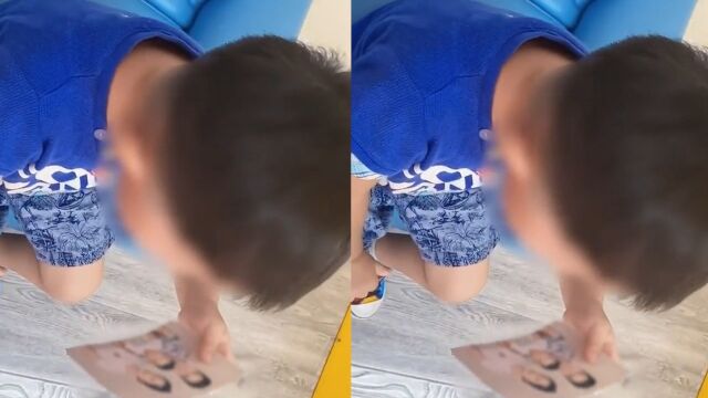 幼儿园开学第1天男孩捧照片大哭,哭法令人爆笑:原来照片这么用