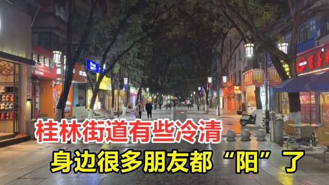 放开大半个月后,桂林街道、商场行人少了很多,看着有些冷清