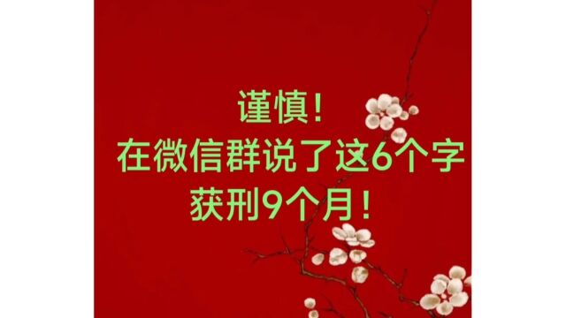 谨慎!在微信群说了这6个字,获刑9个月!